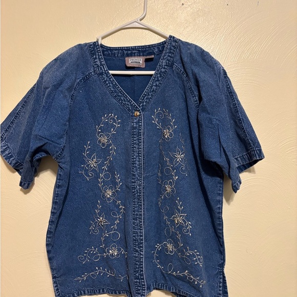 Premier International Denim Top with Embroidery - Picture 1 of 7